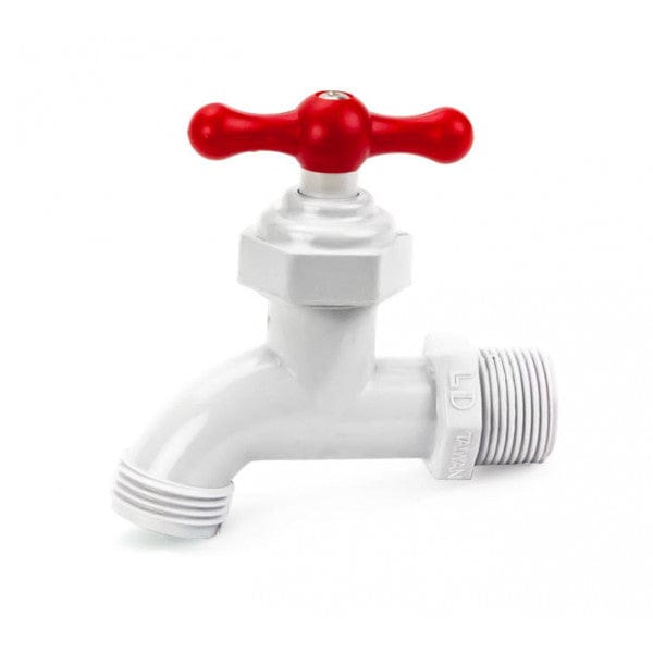 PVC Hose Bibb - White - MPT x MPT - 1/2" (48/Cs)