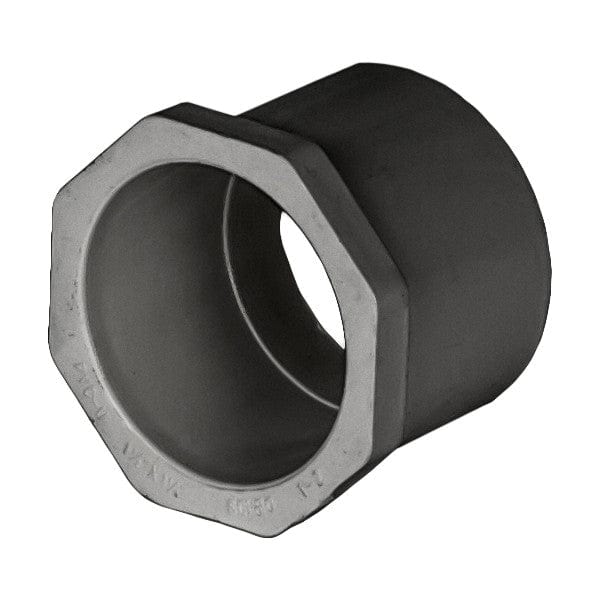 PVC Reducer Bushing - Schedule 80 - Gray - Spigot x Socket - 1-1/2" x 1-1/4" (136/Cs)