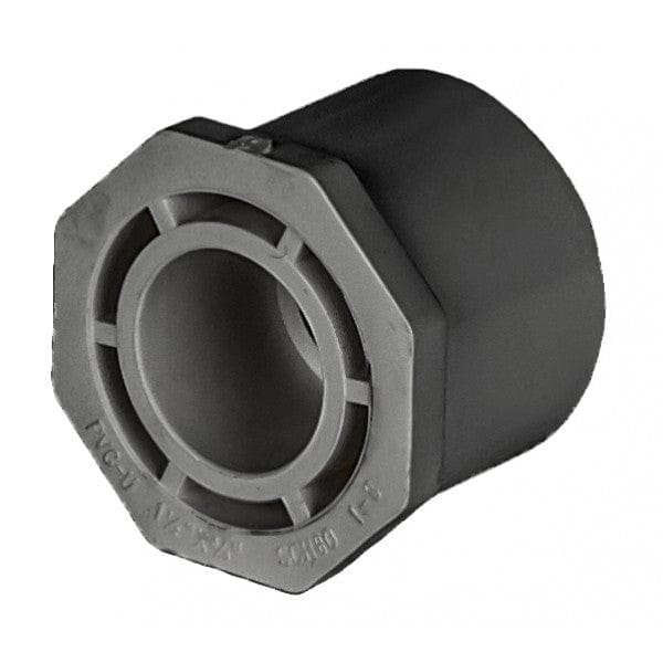 PVC Reducer Bushing - Schedule 80 - Gray - Spigot x Socket - 1-1/2" x 3/4" (136/Cs)