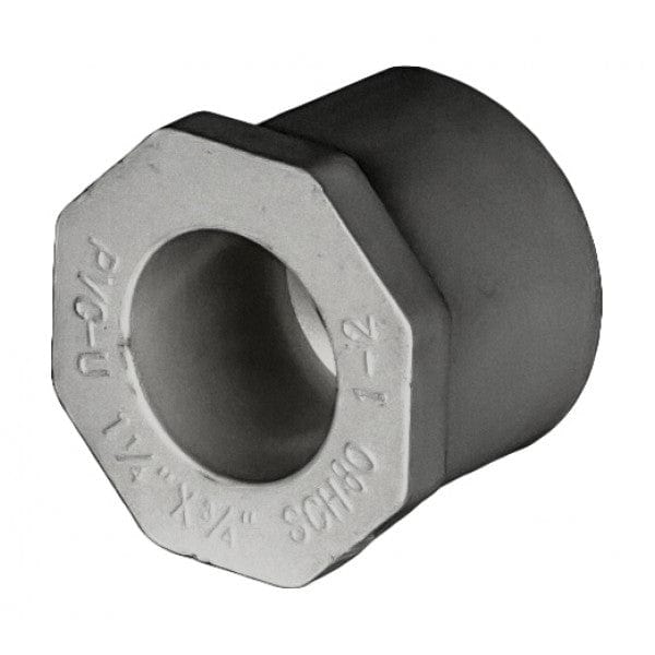 PVC Reducer Bushing - Schedule 80 - Gray - Spigot x Socket - 1-1/4" x 3/4" (200/Cs)
