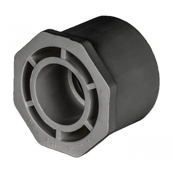 PVC Reducer Bushing - Schedule 80 - Gray - Spigot x Socket - 2" x 1" (80/Cs)