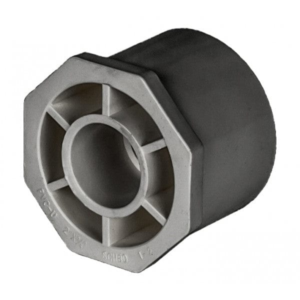 PVC Reducer Bushing - Schedule 80 - Gray - Spigot x Socket - 2" x 3/4" (80/Cs)