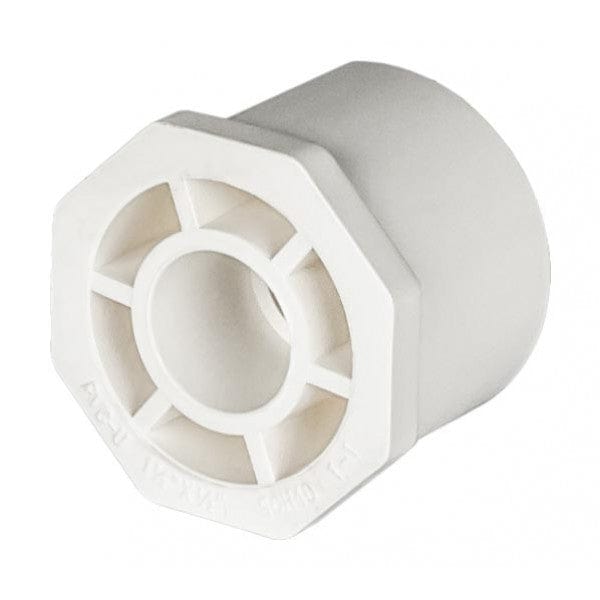 PVC Reducer Bushing - Schedule 40 - White - Spigot x Socket - 1-1/2" to 1/2" (175/Cs)