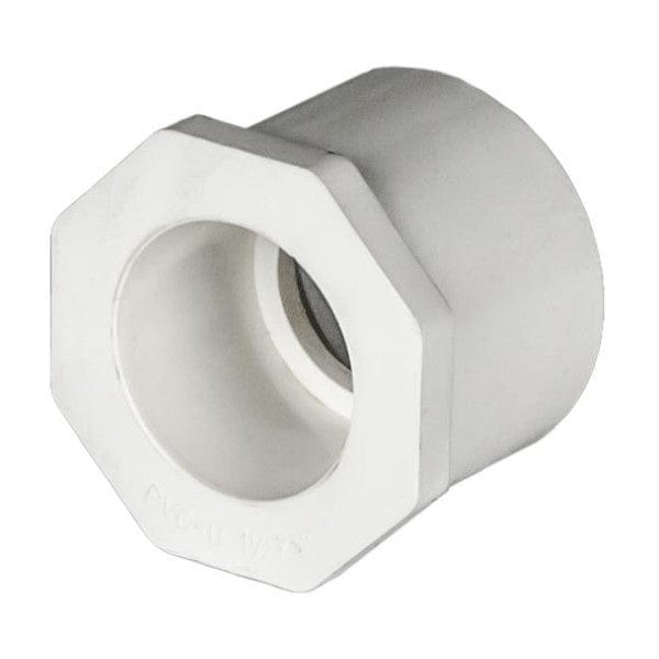 PVC Reducer Bushing - Schedule 40 - White - Spigot x Socket - 1-1/2" to 1" (175/Cs)
