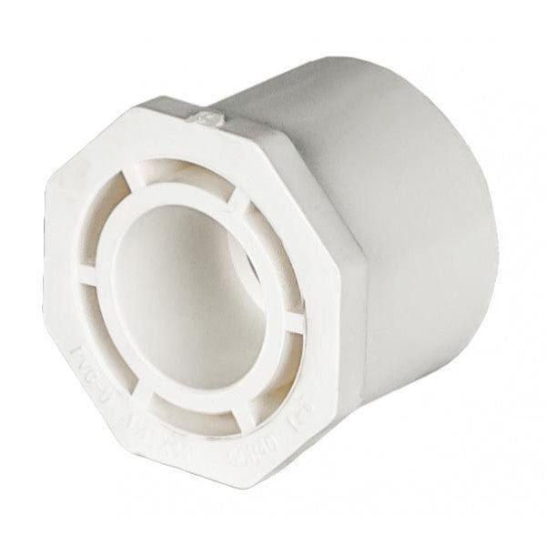 PVC Reducer Bushing - Schedule 40 - White - Spigot x Socket - 1-1/2" to 3/4" (175/Cs)