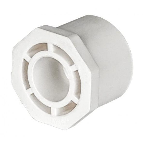 PVC Reducer Bushing - Schedule 40 - White - Spigot x Socket - 1-1/4" to 1/2" (200/Cs)