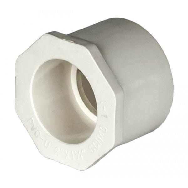 PVC Reducer Bushing - Schedule 40 - White - Spigot x Socket - 2" to 1-1/4" (96/Cs)