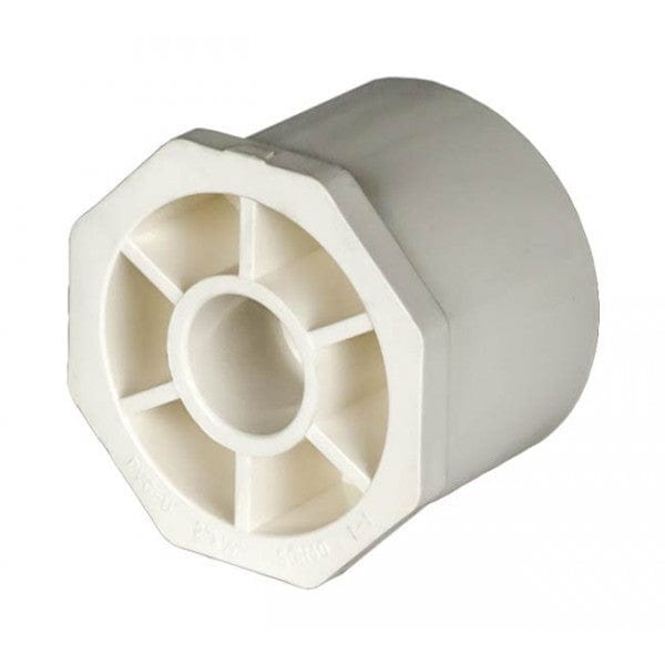 PVC Reducer Bushing - Schedule 40 - White - Spigot x Socket - 2" to 1/2" (96/Cs)