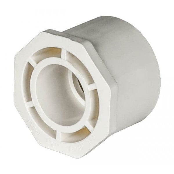 PVC Reducer Bushing - Schedule 40 - White - Spigot x Socket - 2" to 1" (96/Cs)