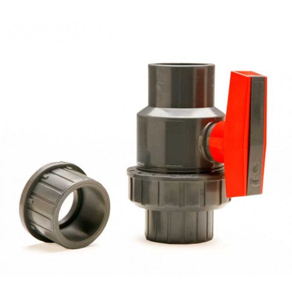 PVC Single Union Ball Valve - Gray - FPT x Socket/FPT - 2"