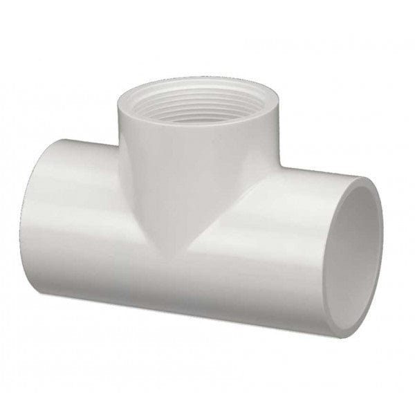 PVC Straight Tee - Schedule 40 - White - Socket x FPT x Socket - 1-1/2" (33/Cs)