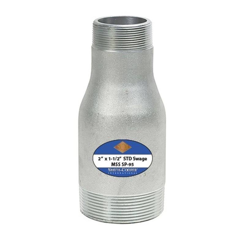 4" x 2" Groove x Threaded Schedule 80 Swage Nipple Zinc Plated