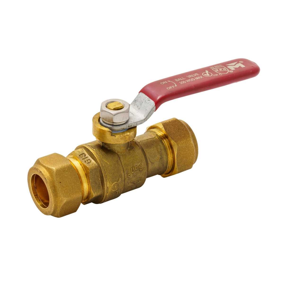 Brass 1/2-in COMP x 1/2-in COMP Ball Valve with Side Drain - Lead-Free - Fittings N' Valves