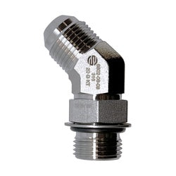 45-deg Elbow, 1/4-in Male JIC x 1/4-in Male Adjustable O-Ring Boss, 316 Stainless Steel - Fittings N' Valves
