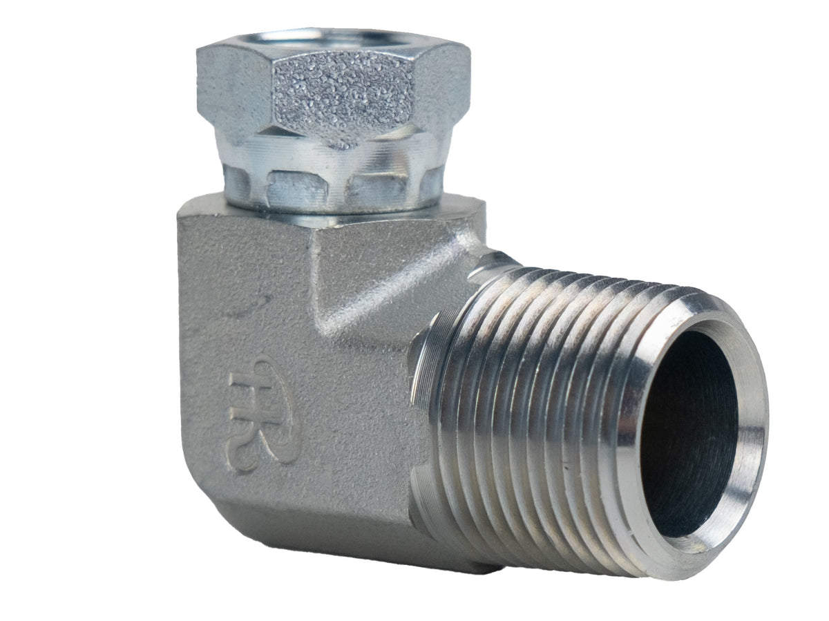 90-deg Swivel Elbow, 3/4-in Male NPTF x 1-in Female NPSM Swivel, Steel