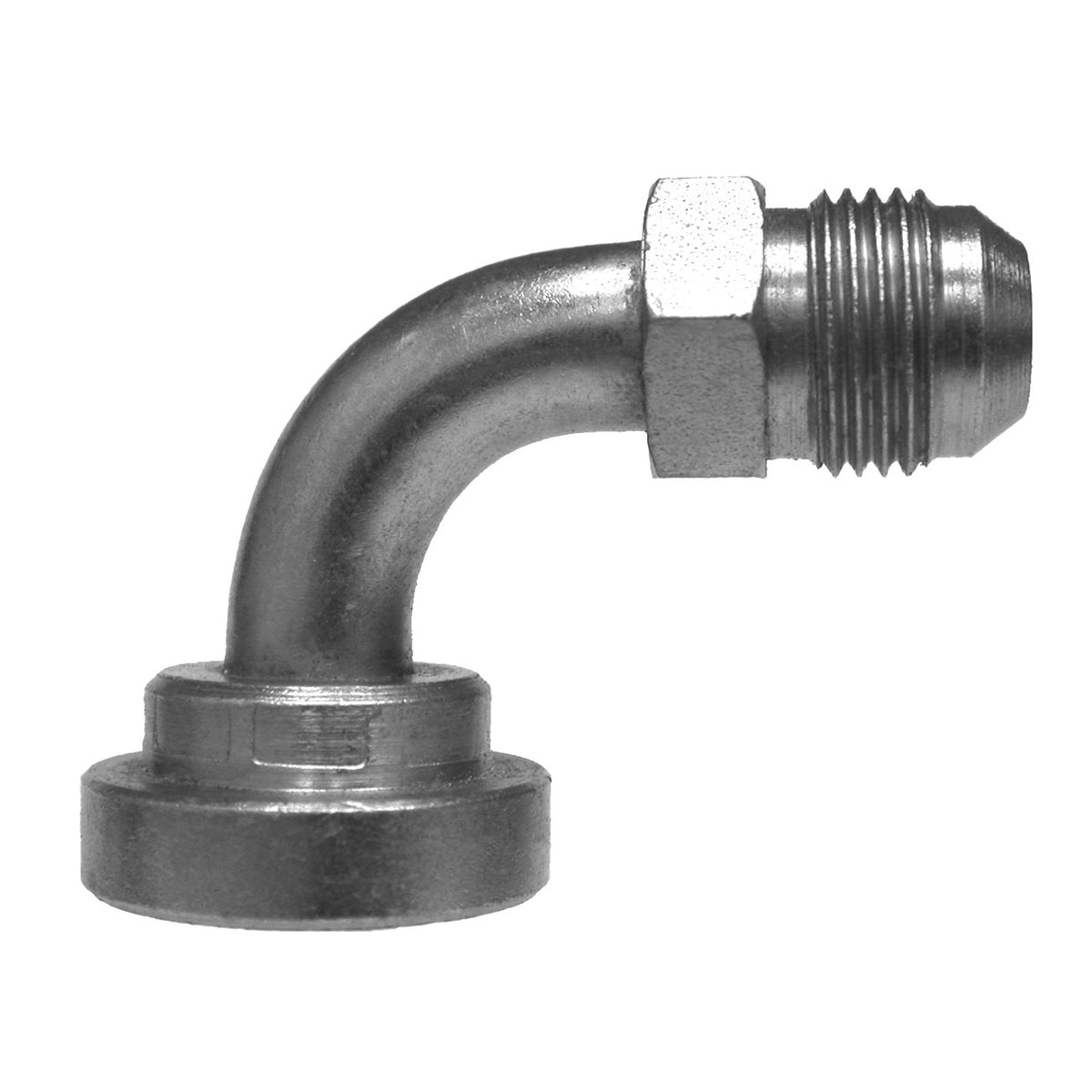 90-deg Flange Elbow, 1-1/4-in Male JIC x 1-1/4-in Code 62 Flange, Steel