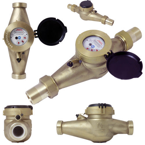 1 ¹⁄₂" Lead Free Brass Water Meter WM NLC Series - Fittings N' Valves