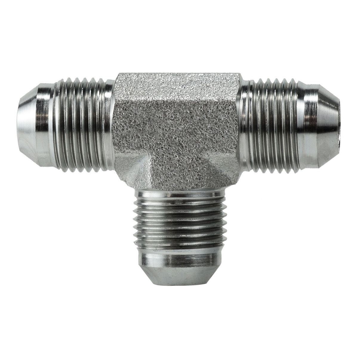 Union Tee, 3/4-in Male JIC x 3/4-in Male JIC x 1/2-in Male JIC, Steel