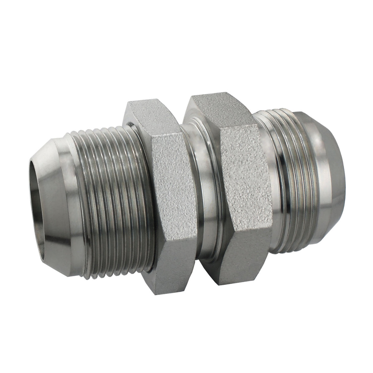 Bulkhead Union with Lock Nut, 1-1/4-in Male JIC x 1-1/4-in Male JIC, Steel