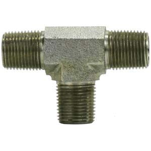 Pipe Tee, 3/4-in Male NPTF x 3/4-in Male NPTF x 3/4-in Male NPTF, Steel