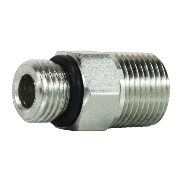 Straight Adapter, 3/4-in Male O-Ring Boss x 3/4-in Male NPTF, Steel
