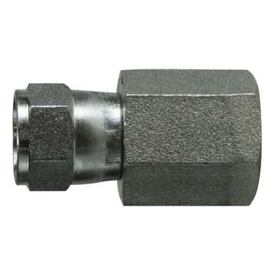 Female Pipe Swivel Adapter, 7/16-in Female JIC Swivel x 3/8-in Female NPTF, Steel
