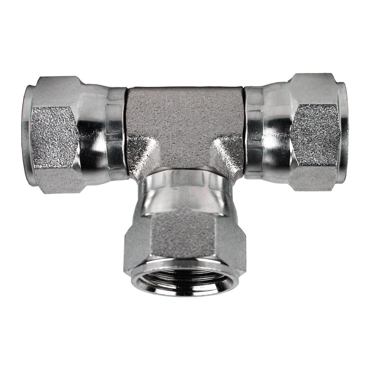 Swivel Union Tee, 3/8-in Female JIC Swivel x 3/8-in Female JIC Swivel x 3/8-in Female JIC Swivel, Steel