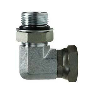 90-deg Swivel Adapter Elbow, 1-1/4-in Male Adjustable O-Ring Boss x 3/4-in Female NPSM Swivel, Steel