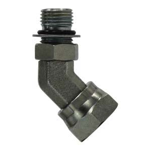 45 deg Swivel Adapter Elbow, 3/4 in Male ORB x 1/2 in FNPSM, Steel