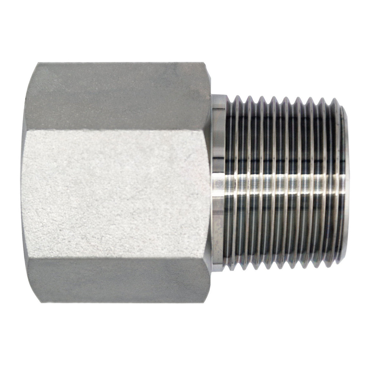Straight Adapter, 1-in Female NPT x 1-1/2-in Male BSPT, Steel
