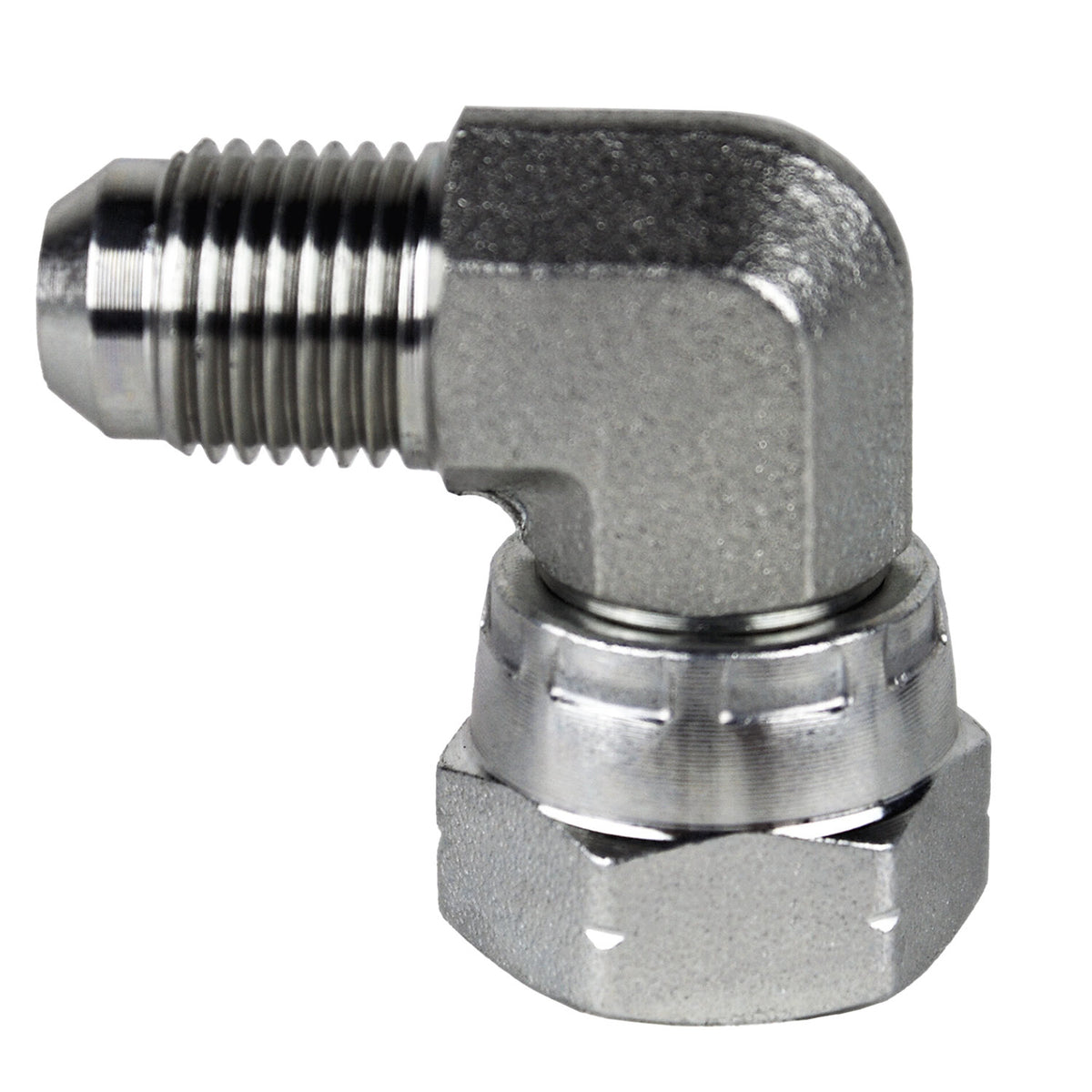 Swivel Elbow, 1-in Male JIC x 1-in Female BSPP Swivel, Steel