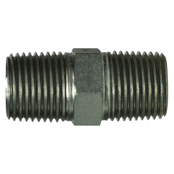 Hex Nipple, 1/2-in Male BSPT x 1/2-in Male BSPT, Steel