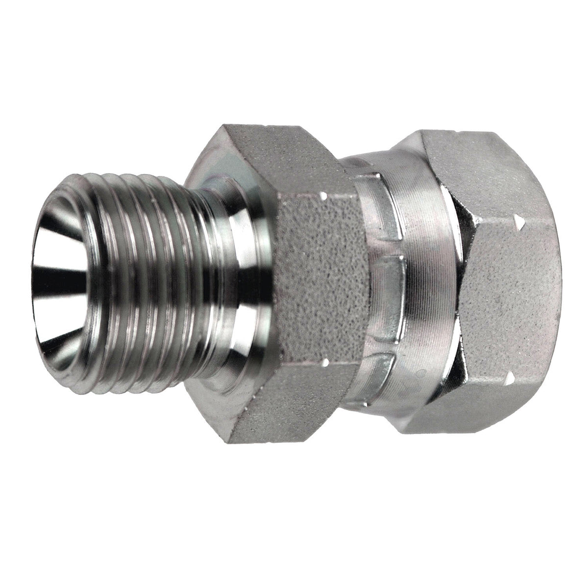 Swivel Adapter, 1-in Male BSPP x 1/2-in Female BSPP Swivel, Steel