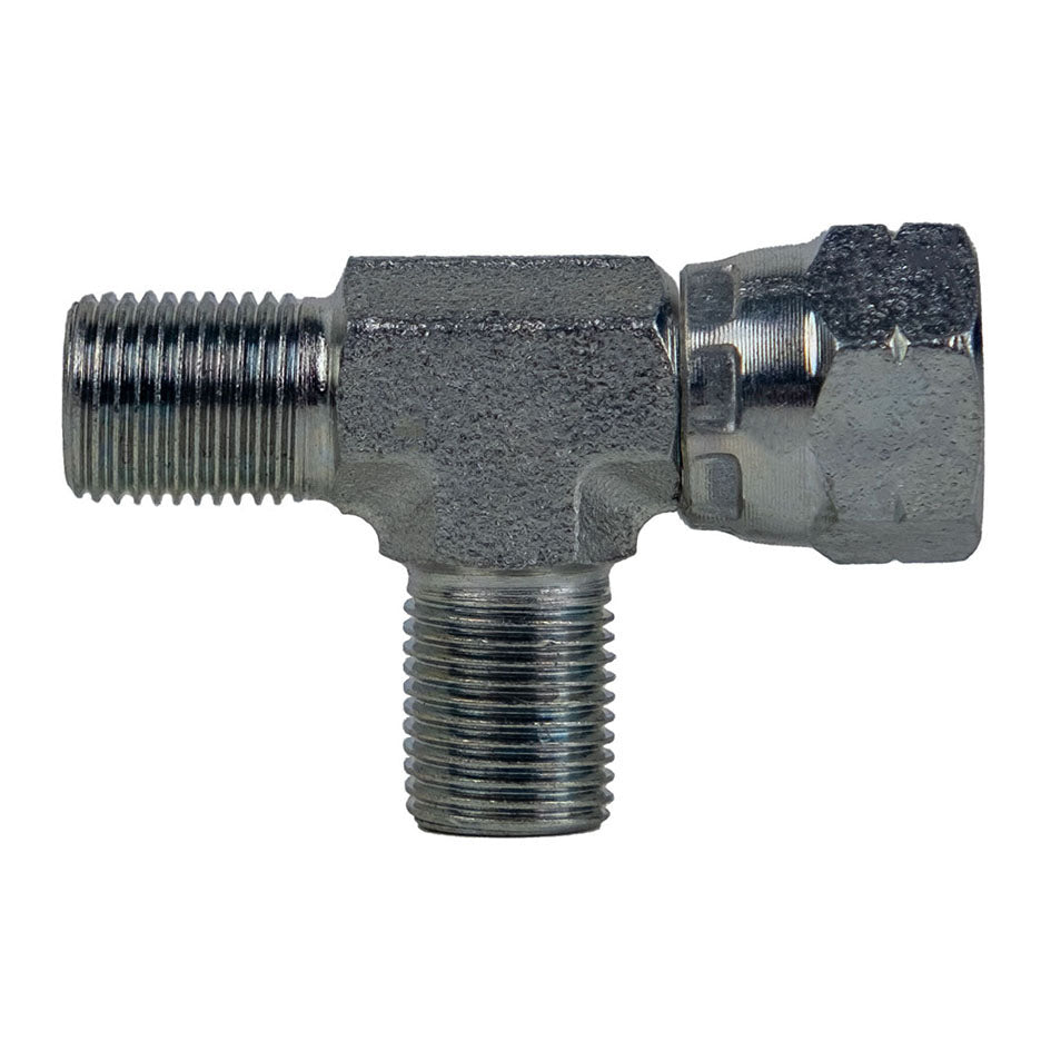 Swivel Run Tee, 1/8-in Male BSPP x 1/8-in Female BSPP x 1/8-in Male BSPP, Steel
