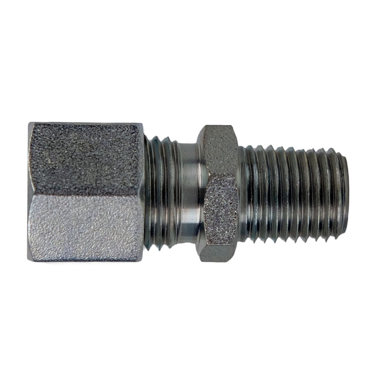 Male Pipe Adapter, L08 Metric Bite Type x 1/2-in Male NPTF, Steel, Trivalent Chromium Zinc-Plated