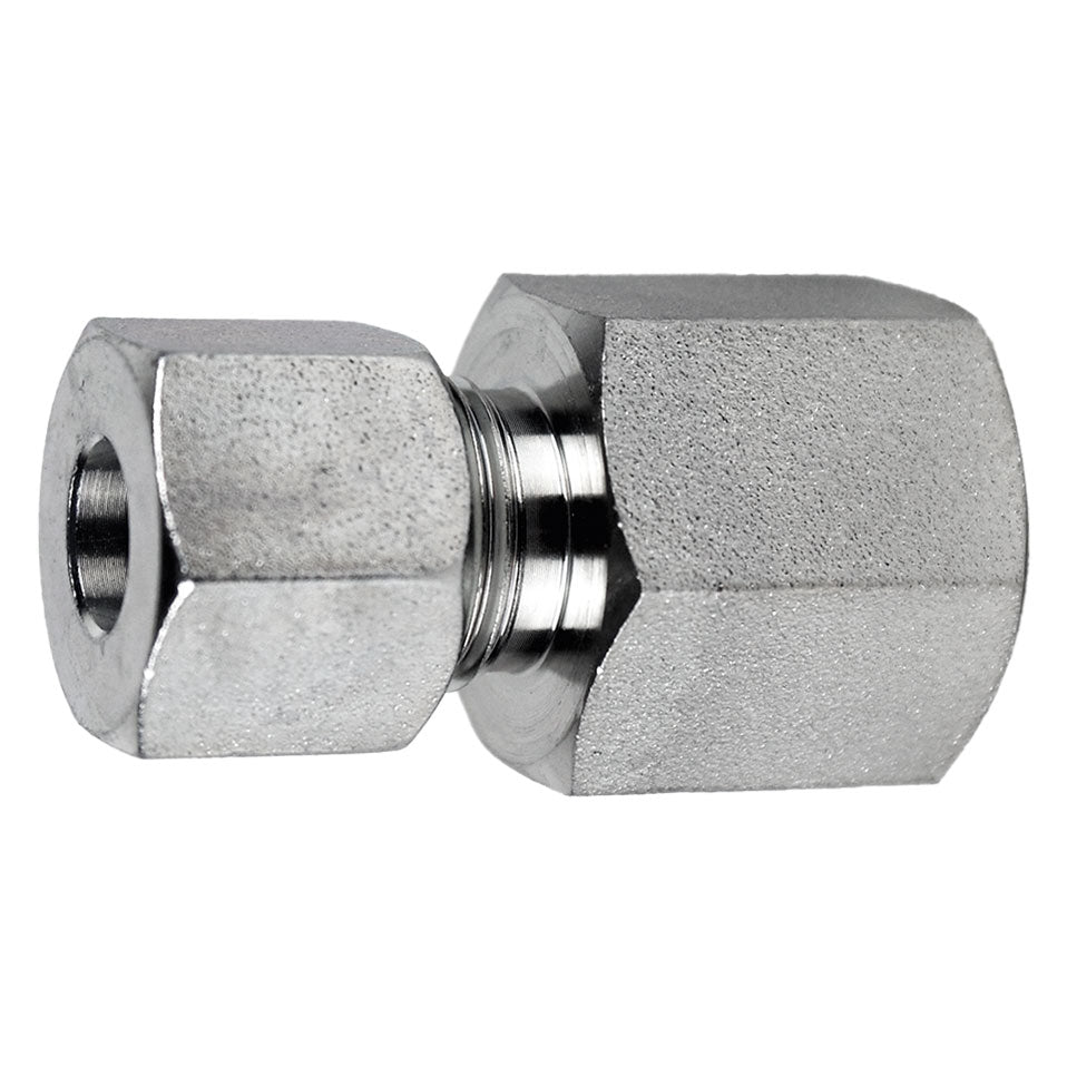Female BSPP DIN Adapter, L06 Metric Bite Type x 1/4-in Female BSPP, Steel