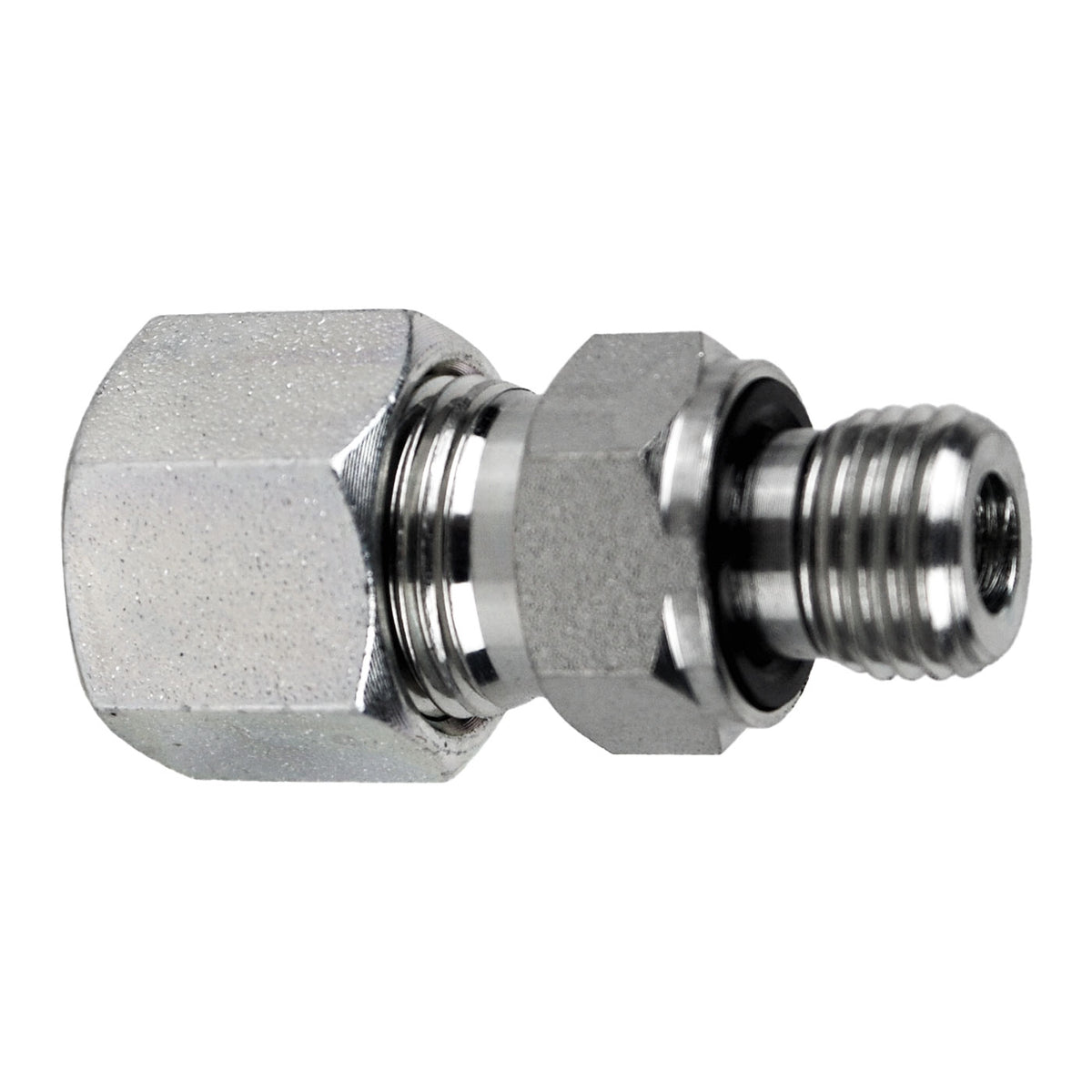 Male Metric DIN Adapter with ED Ring, L08 Metric Bite Type x M18 Male Metric, Steel