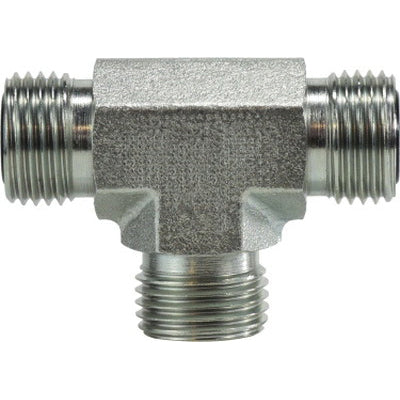 Union Tee, 5/8-in Male O-Ring Face Seal x 5/8-in Male O-Ring Face Seal x 5/8-in, Steel