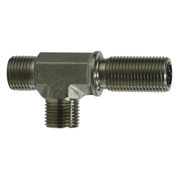 Bulkhead Union Run Tee, 11/16 in Male ORFS x 11/16 in Male ORFS x 11/16 in Male ORFS, Steel