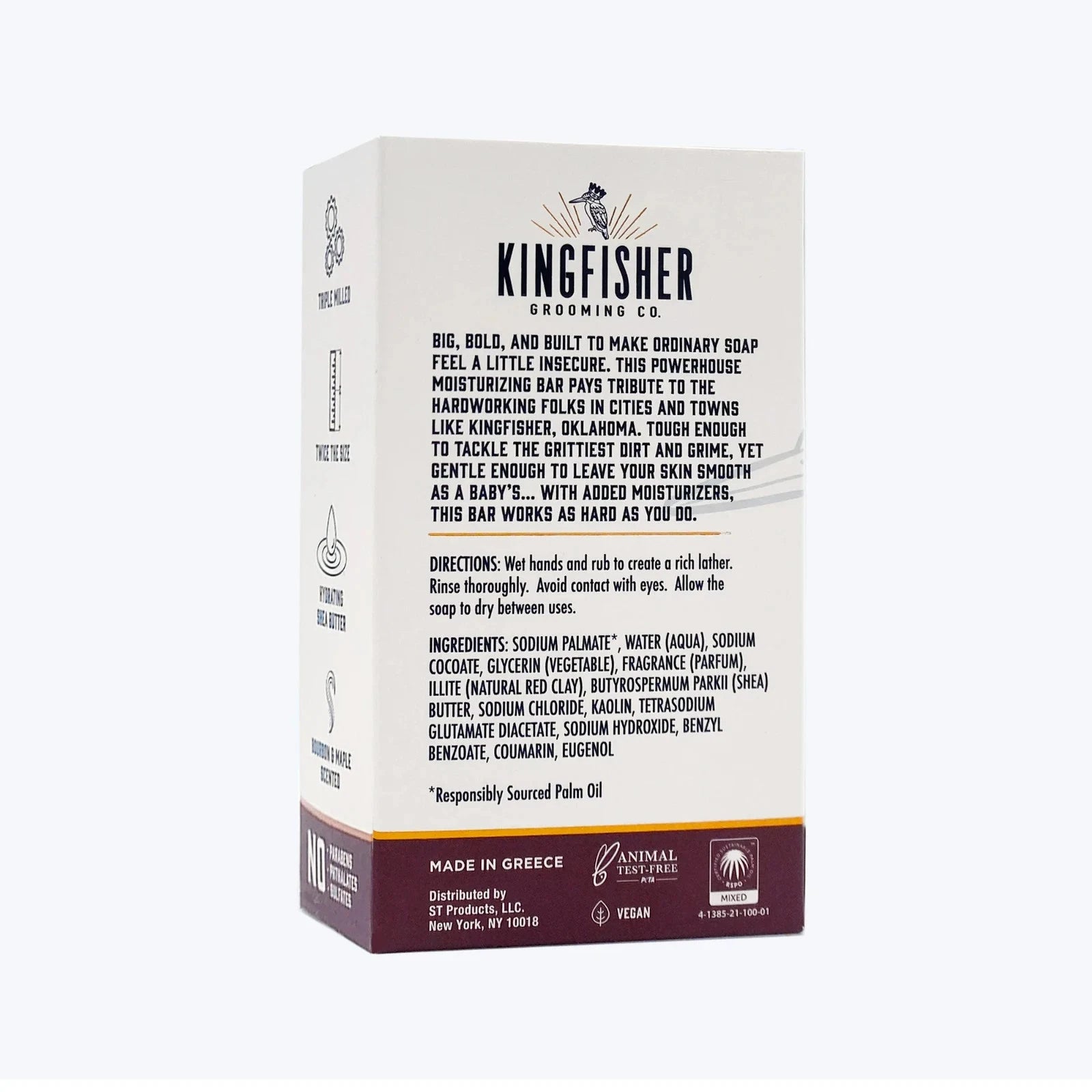 (3 pack) Kingfisher Co. Men's Moisturizing Bar Soap, Bourbon and Maple, 10 oz - Fittings N' Valves