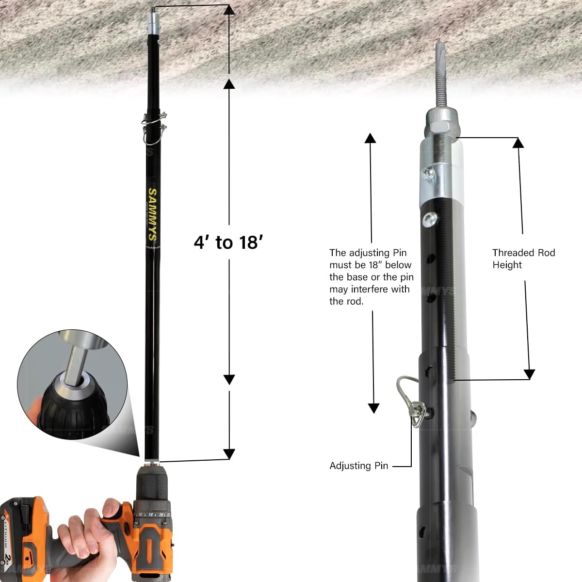 Sammys SP6 Telescoping Speedy Pole Tool, 6' - 18 Feet, Easy & Safe - Fittings N' Valves