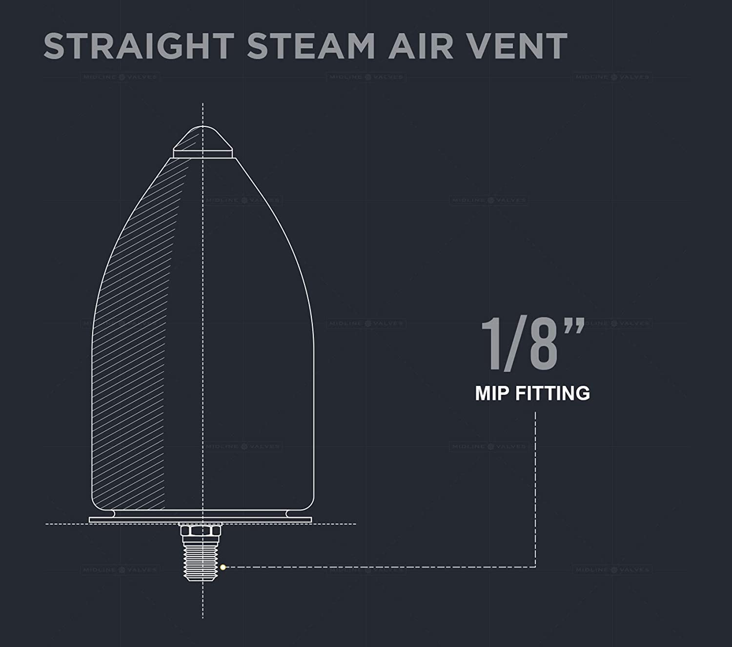 1/8" Straight Hoffman Style Steam Air Vent; Heat Regulator Float Type Valve; Straight Mount; NPT; Chrome Plated Steel