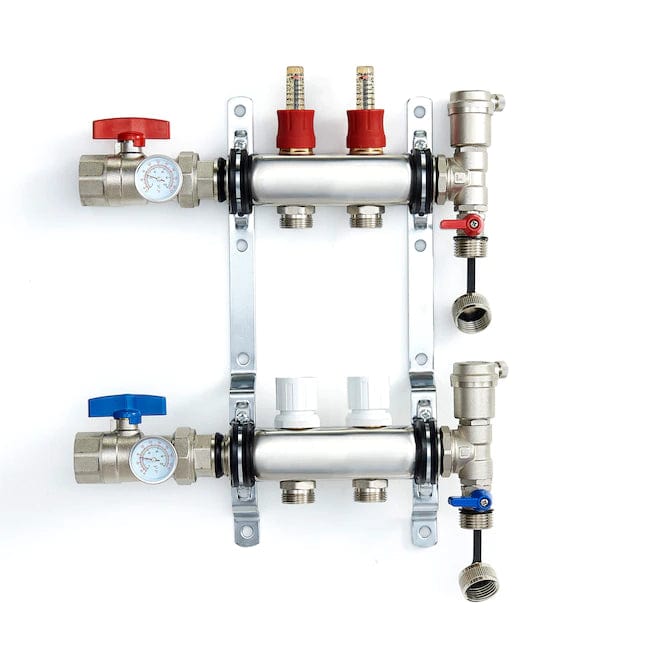 2-Branch PEX Manifold Stainless Steel All-In-One Pre-Assembled Manifold Sets For Radiant Heating
