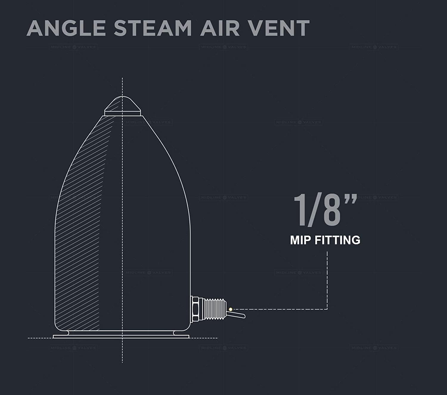 1/8" Angle Hoffman Style Steam Air Vent; Heat Regulator Float Type Valve; Angle Mount; NPT; Chrome Plated Steel