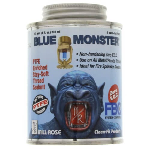 1/2 pint / 8 fl. oz. Blue Monster Stay-Soft PTFE Pipe Thread Sealant