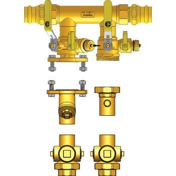 1-1/2" FIP x Hydro-Core NB Cmpnt Kit:  Floor Standing/Top Mount 2 - Fittings N' Valves