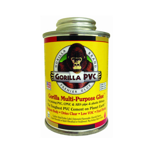 Gorilla PVC Multi-Purpose Solvent Cement Multi Clear For ABS/CPVC/PVC 8 oz Clear