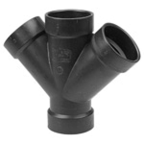 ABS 45-Degree Double Wye - Hub x Hub x Hub x Hub - 6" x 6" x 4" x 4" - Fittings N' Valves
