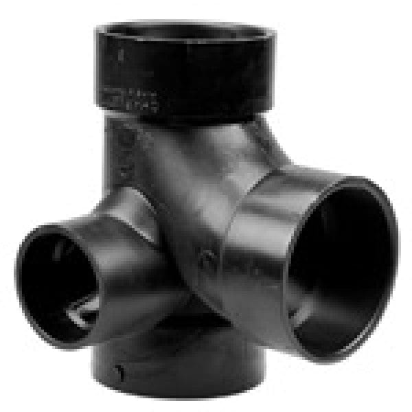 ABS Sanitary Tee w/90-Degree Right Inlet - Hub x Hub x Hub x Hub - 3" x 3" x 2" x 2"