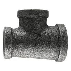 1" x 3/4" x 1/2" Black Iron Reducing Tee